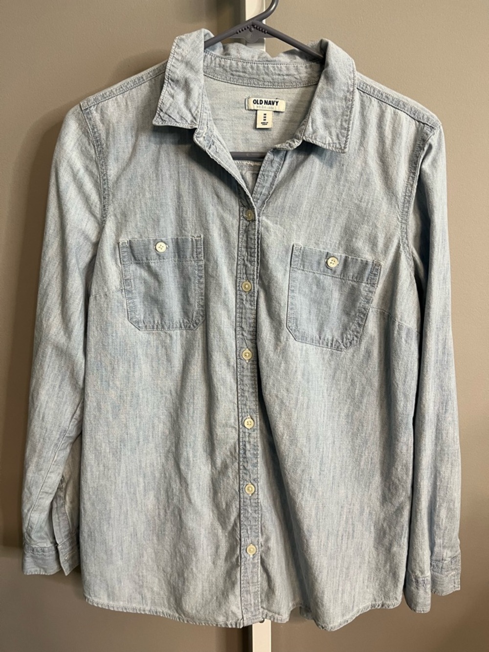 SOLD Old Navy Light Wash Denim Button-Down Shirt - Picture 2 of 5